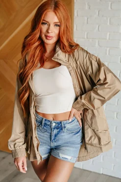 Rain, Rain Go Away Parachute Jacket in Camel