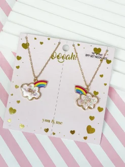 Rainbow & Cloud 'BFF' Necklace Set