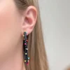 Rainbow Beaded Hoop Earrings - Black