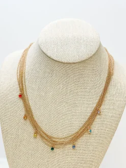 Rainbow Gem Multi-Strand Layered Necklace