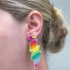 Rainbow Lightning Bolt Beaded Dangle Earrings
