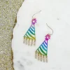 Rainbow Metallic Pave Birthday Hat Dangle Earrings