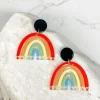 Rainbow Printed Acrylic Dangle Earrings - Multi