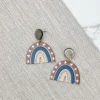 Rainbow Printed Acrylic Dangle Earrings - Taupe