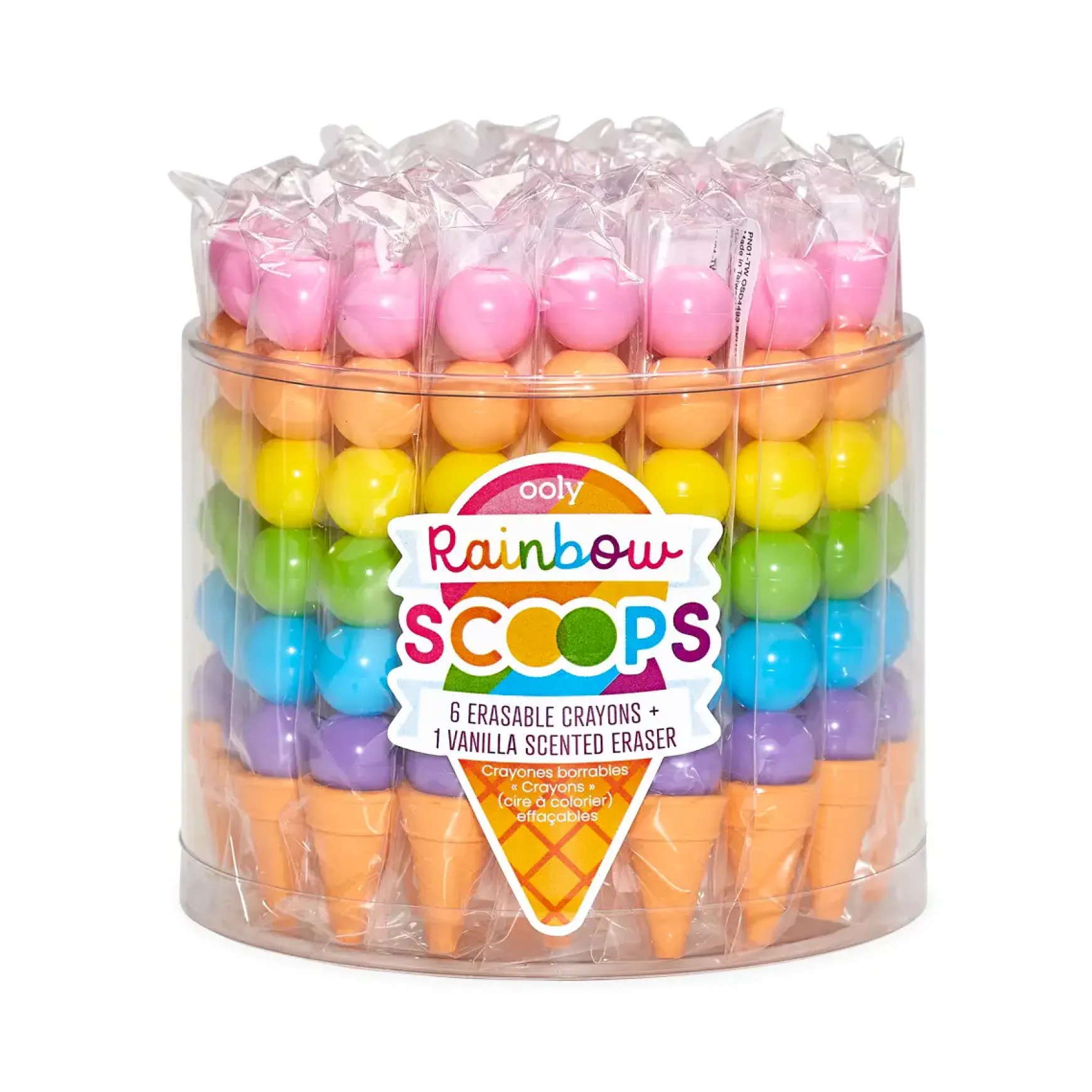 Rainbow Scoops Vanilla Stacking Erasable Crayons