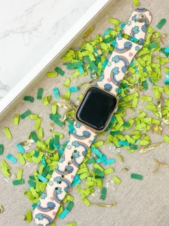 Rainbows & Gold Printed Silicone Smart Watch Band
