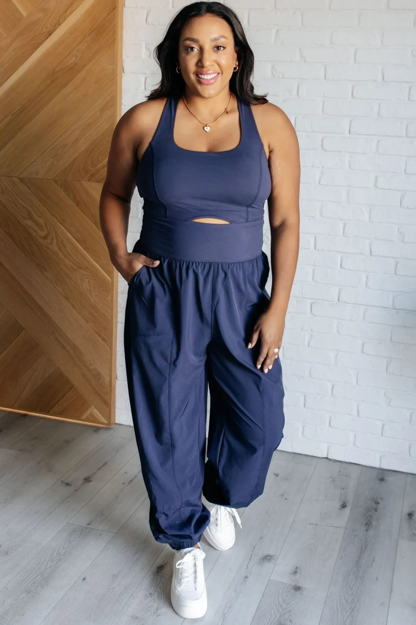 Raising Heart Rate Cut Out Jumpsuit in Navy