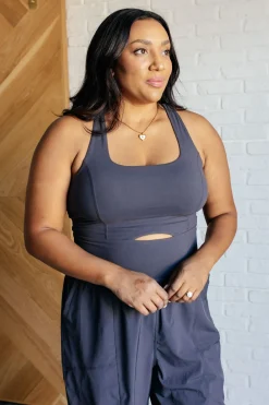 Raising Heart Rate Cutout Jumpsuit in Charcoal