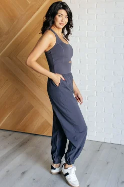 Raising Heart Rate Cutout Jumpsuit in Charcoal