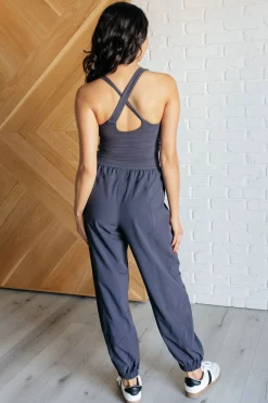 Raising Heart Rate Cutout Jumpsuit in Charcoal