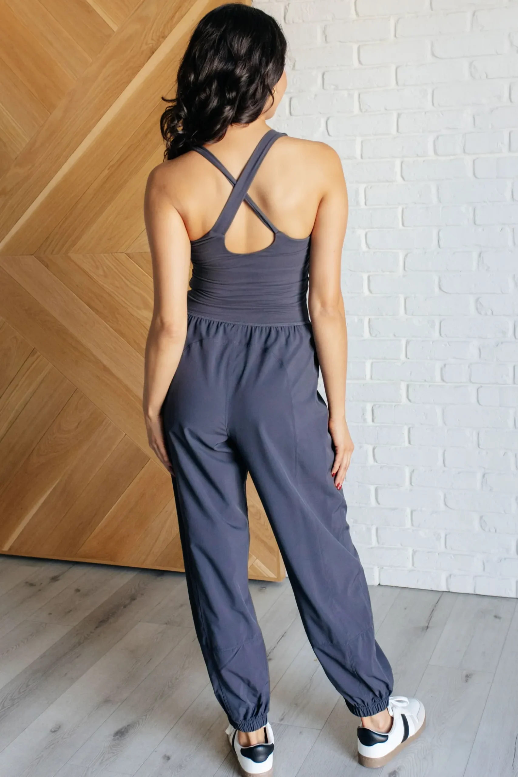 Raising Heart Rate Cutout Jumpsuit in Charcoal