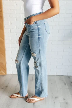 Ramona High Rise Rigid Magic Destroyed Straight Jeans by Judy Blue
