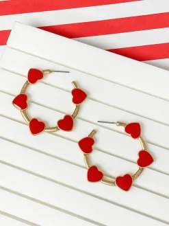 Red & Gold Heart Station Hoops