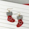 Red Glitter Stocking Dangle Earrings