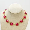 Red Jeweled Toggle Statement Necklace