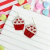 Red Valentine Cupcake Dangle Earrings