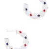 Red, White, & Blue Enamel Star Hoop Earrings