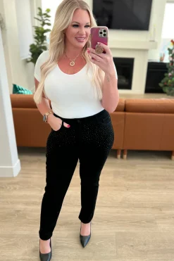 Reese Rhinestone Slim Fit Jeans in Black by Judy Blue