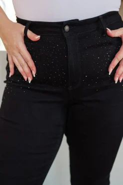 Reese Rhinestone Slim Fit Jeans in Black by Judy Blue