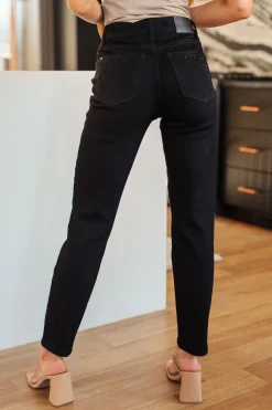 Reese Rhinestone Slim Fit Jeans in Black by Judy Blue