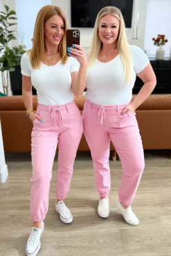 Regina High Rise Garment Dyed Denim Jogger by Judy Blue