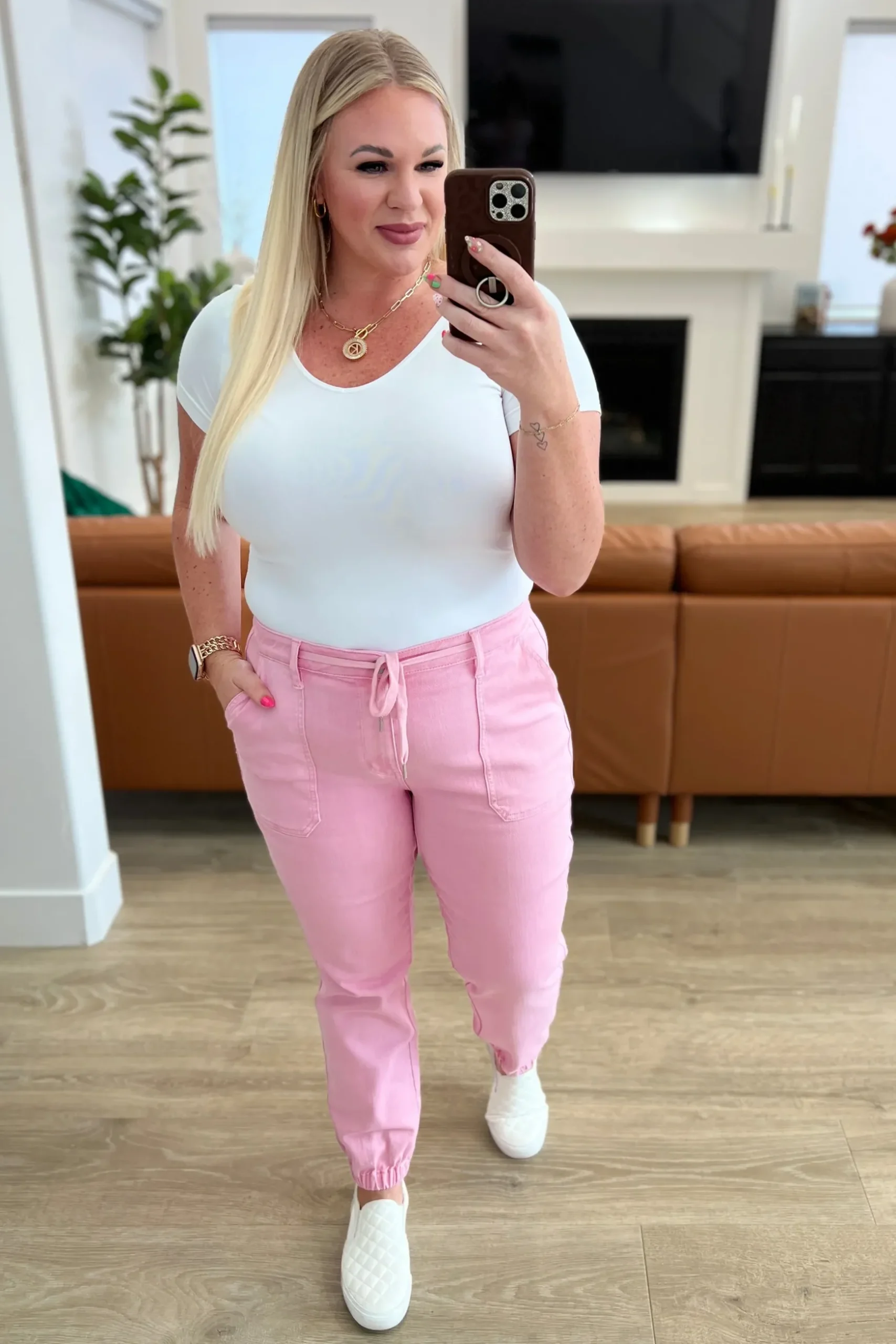 Regina High Rise Garment Dyed Denim Jogger by Judy Blue