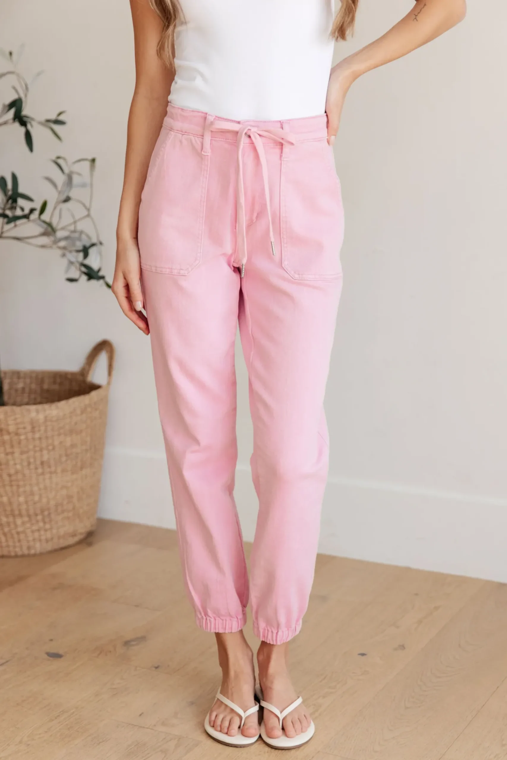 Regina High Rise Garment Dyed Denim Jogger by Judy Blue