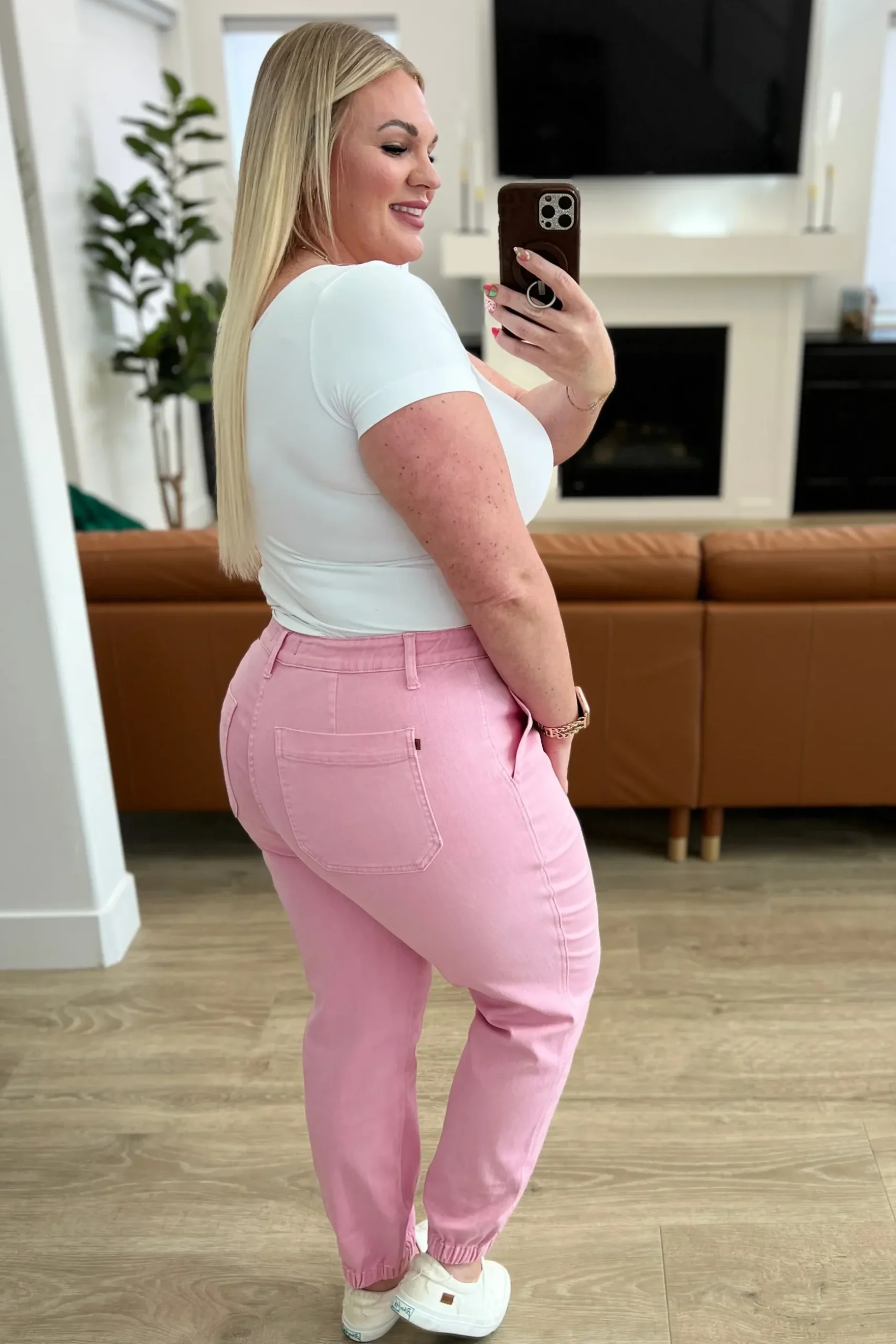 Regina High Rise Garment Dyed Denim Jogger by Judy Blue