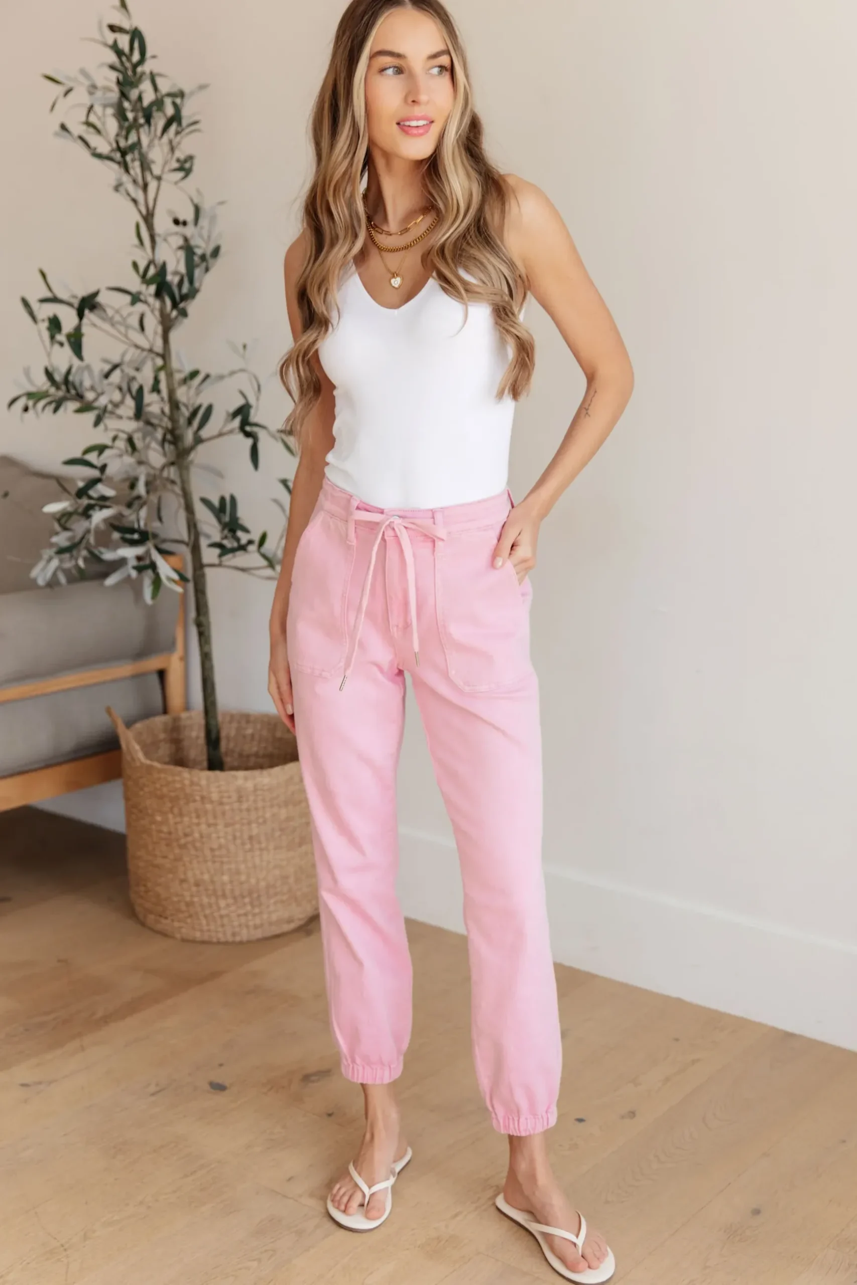 Regina High Rise Garment Dyed Denim Jogger by Judy Blue