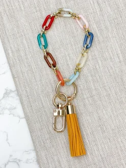 Resin Chainlink Bracelet Keychain - Multi
