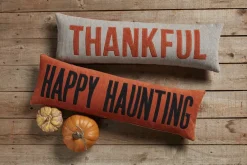 Reversible Long Pillow by Mud Pie - Happy Haunting/Thankful