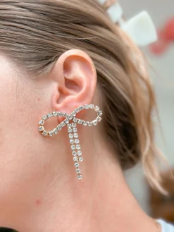 Rhinestone Bow Statement Earrings