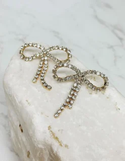 Rhinestone Bow Statement Earrings