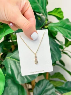 Rhinestone Bowling Pendant Necklace