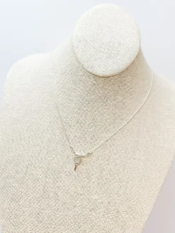 Rhinestone Key Pendant Necklace - Silver