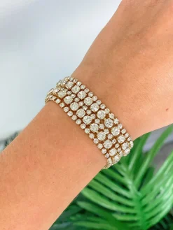 Rhinestone Magnetic Bracelet Stack - Gold