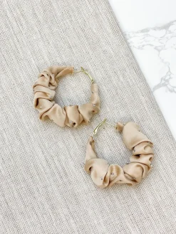Rhinestone Scrunchie Hoop Earrings - Coco