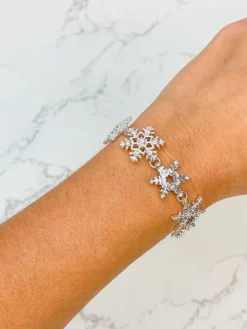 Rhinestone Snowflake Magnetic Bracelet