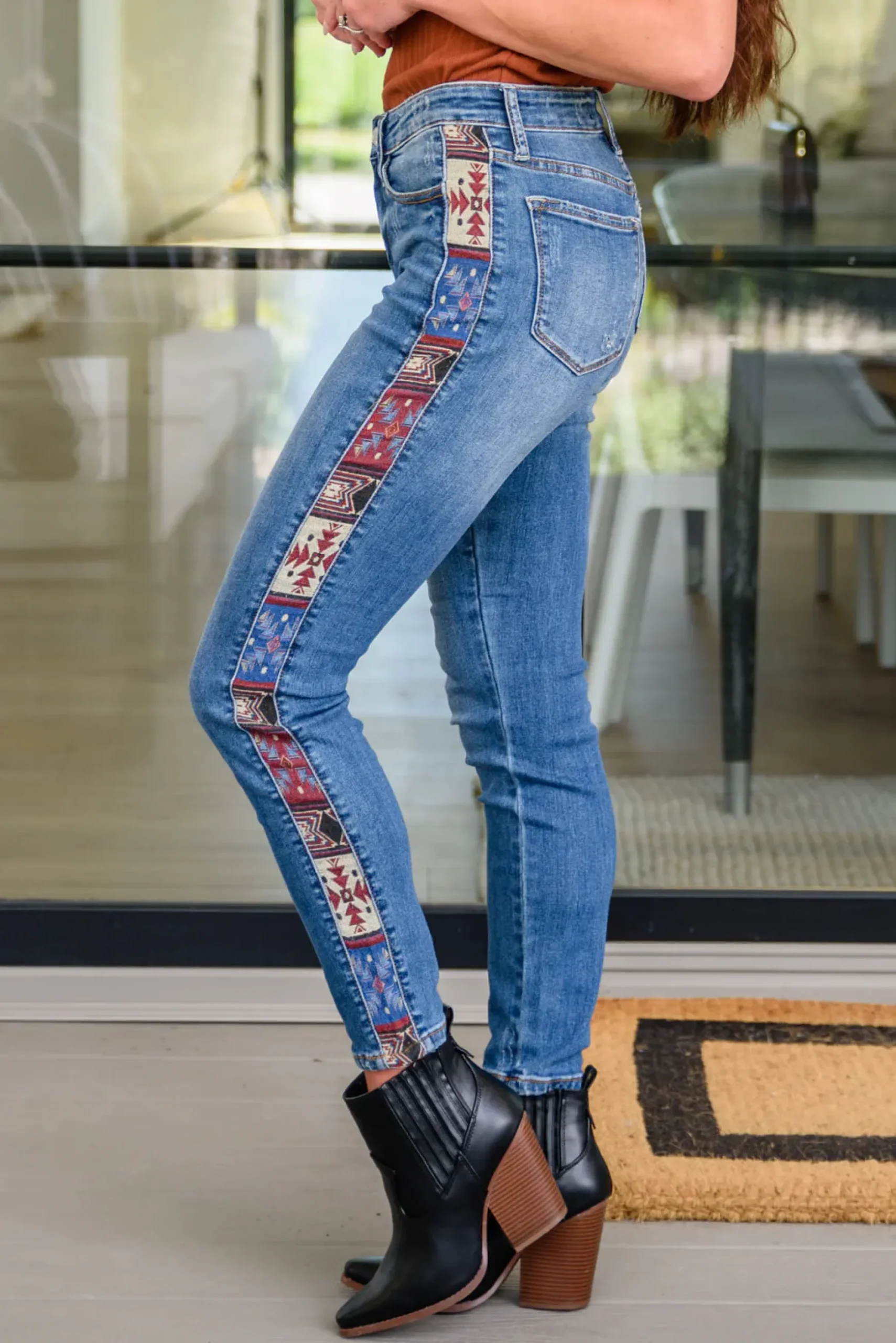 Rio Western Print Relaxed Jeans by Judy Blue