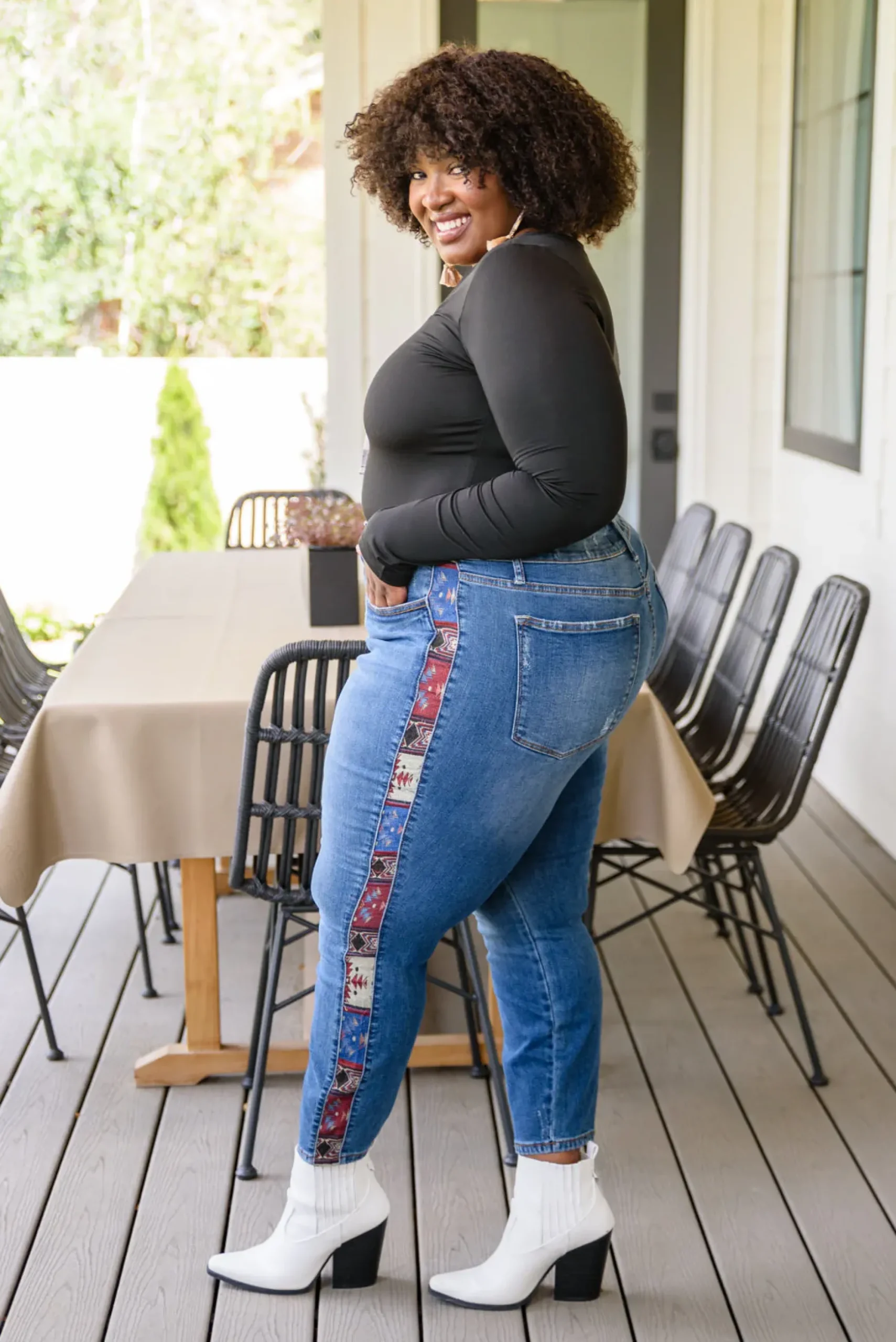 Rio Western Print Relaxed Jeans by Judy Blue