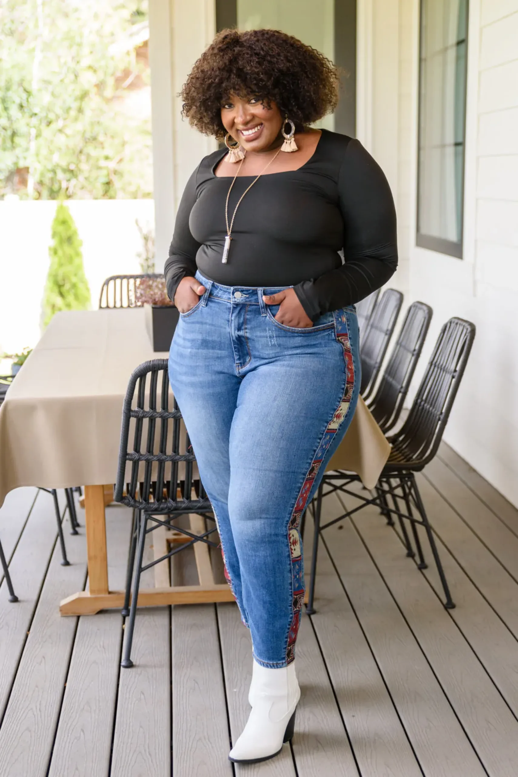 Rio Western Print Relaxed Jeans by Judy Blue