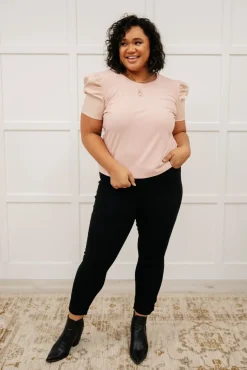 Rock On Puff Sleeve Top in Blush