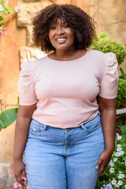 Rock On Puff Sleeve Top in Blush