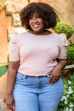 Rock On Puff Sleeve Top in Blush
