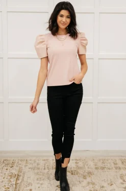 Rock On Puff Sleeve Top in Blush