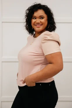 Rock On Puff Sleeve Top in Blush
