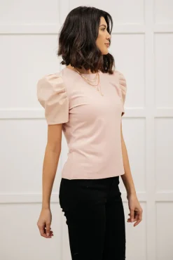 Rock On Puff Sleeve Top in Blush