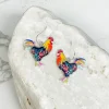 Rooster Printed Dangle Earrings