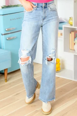 Rose High Rise 90's Straight Jeans in Light Wash by Judy Blue