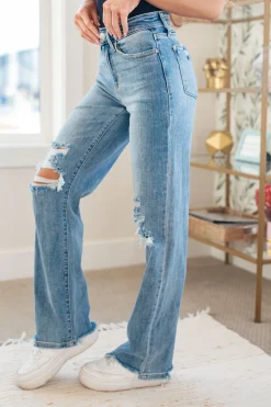Rose High Rise 90's Straight Jeans in Light Wash by Judy Blue